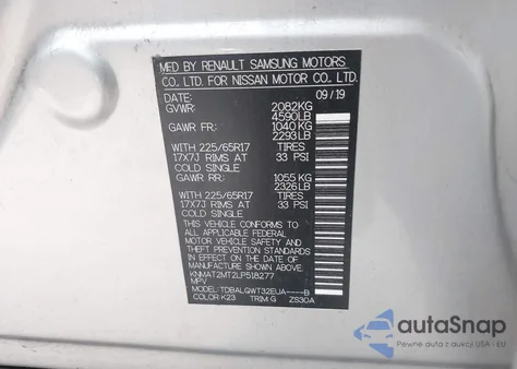 2020 Nissan Rogue Sv Fwd z USA, uszkodzony, nr VIN KNMAT2MT2LP518277